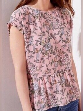 Loft Pink Peplum Top